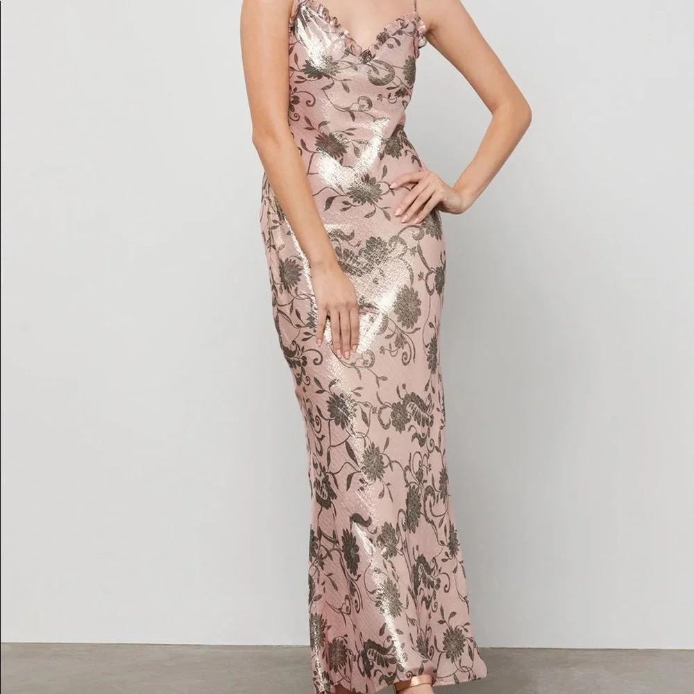 NEW BCBG Metallic Pink Maxi Dress - Picture 1 of 8